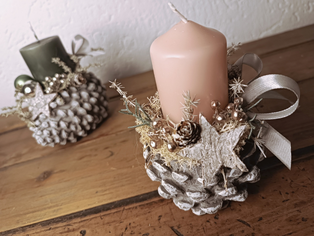 Teelicht/Kerzenhalter Zapfen – Bild 3